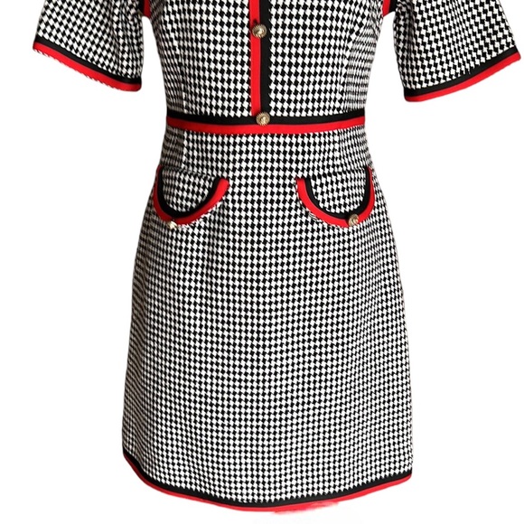 📍Pre-loved Gucci Grosgrain-trimmed Cotton-blend Tweed Mini Dress In Black🔥 - Picture 6 of 11